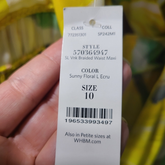 NWT - White House Black Market Yellow and Green Maxi Dress - Picture 4 of 4